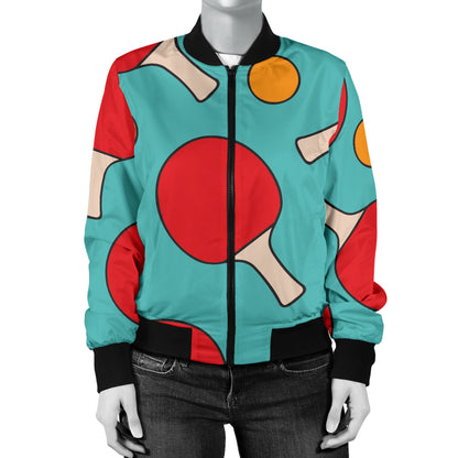 Ping Pong Pattern Print Design A01 Women's Bomber Jacket