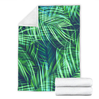 Palm Leaves Pattern Print Design PL02 Fleece Blanket