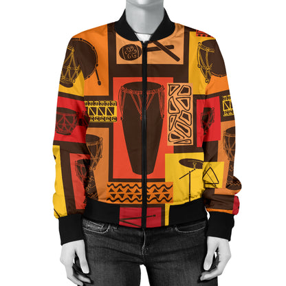 Percussion Pattern Print Design 02 Women's Bomber Jacket