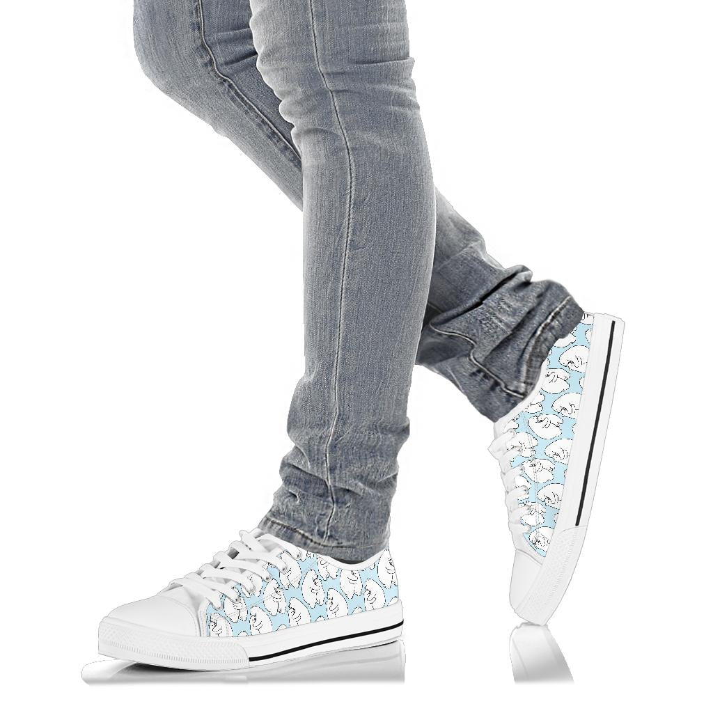 Polar Bear Pattern Print Design PB08 White Bottom Low Top Shoes