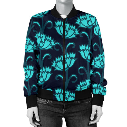 Carnations Pattern Print Design CN06 Women Bomber Jacket