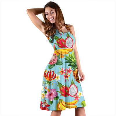 Tropical Fruits Pattern Print Design TF01 Midi Dress