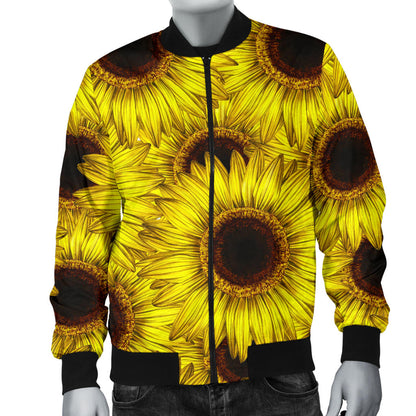 Sunflower Pattern Print Design SF011 Men Bomber Jacket