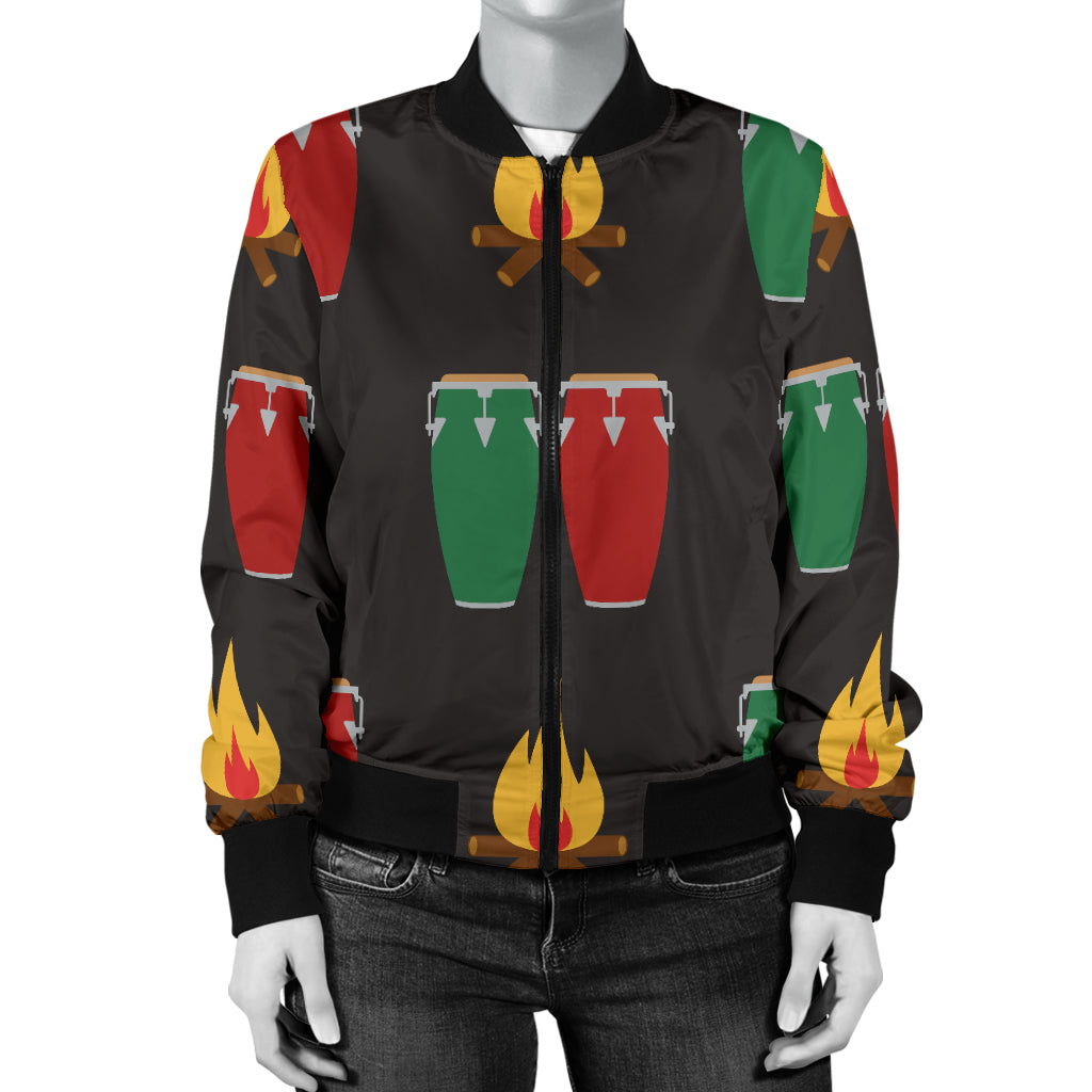 Conga Pattern Print Design 01 Women's Bomber Jacket