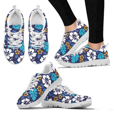 Hibiscus Pattern Print Design HB030 Sneakers White Bottom Shoes