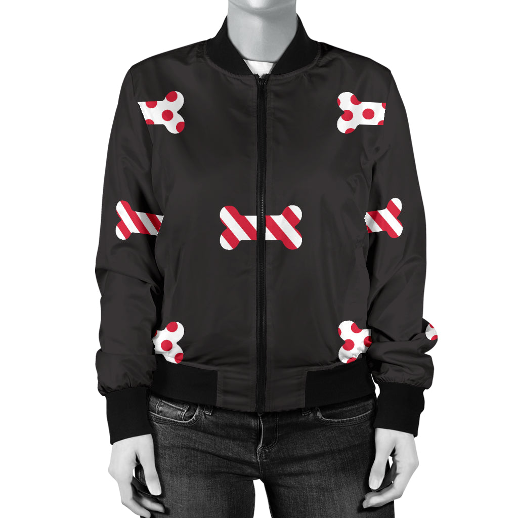 Dog Bone Pattern Print Design 04 Women's Bomber Jacket