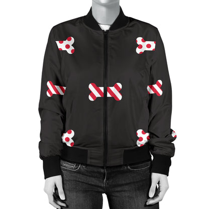 Dog Bone Pattern Print Design 04 Women's Bomber Jacket