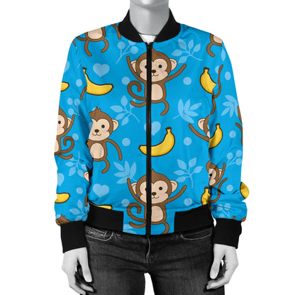 Monkey Pattern Print Design 05 Women's Bomber Jacket