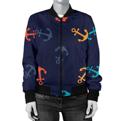 Anchor Pattern Print Design 05 Women's Bomber Jacket