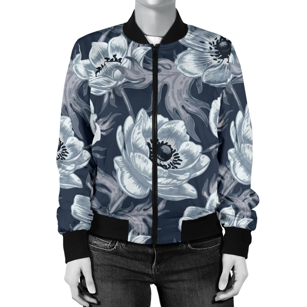 Anemone Pattern Print Design AM09 Women Bomber Jacket
