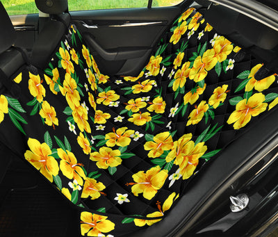 Yellow Hibiscus Pattern Print Design HB08 Rear Dog  Seat Cover