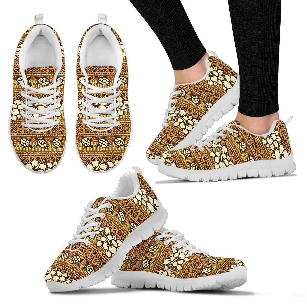 Hawaiian Themed Pattern Print Design H015 Sneakers White Bottom Shoes
