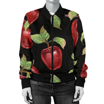 Apple Pattern Print Design AP011 Women Bomber Jacket