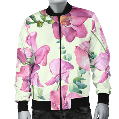 Peony Pattern Print Design PE011 Men Bomber Jacket