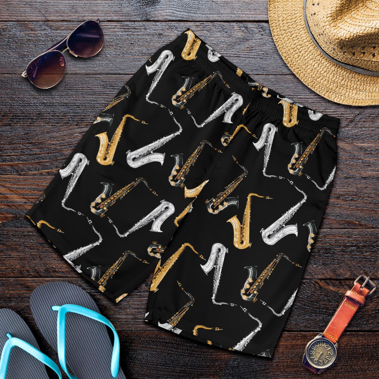 Saxophone Pattern Print Design 01 Mens Shorts