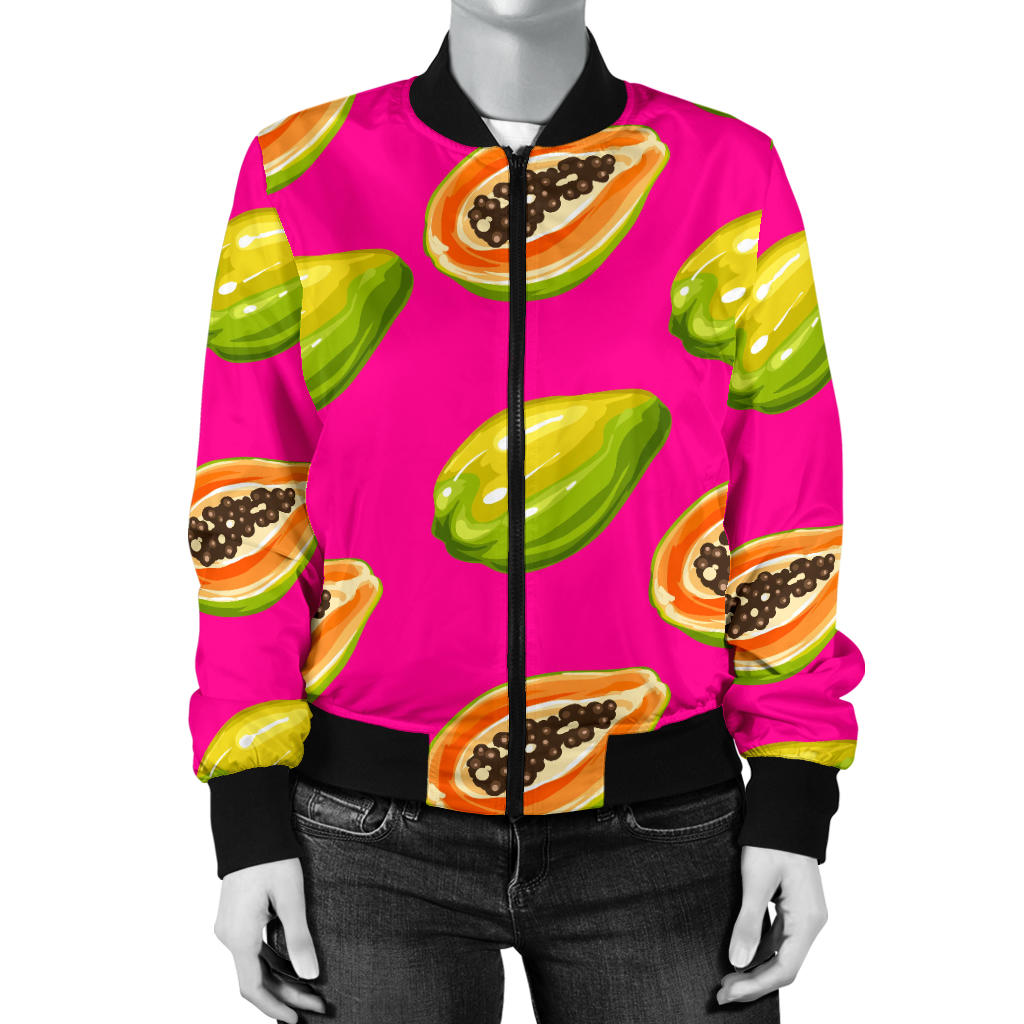Papaya Pattern Print Design PP02 Women Bomber Jacket
