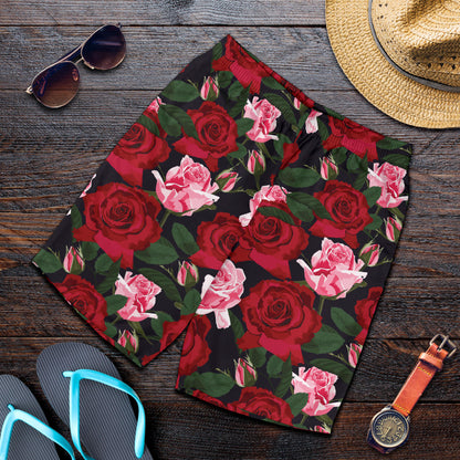 Rose Red Pink Pattern Print Design RO01 Mens Shorts