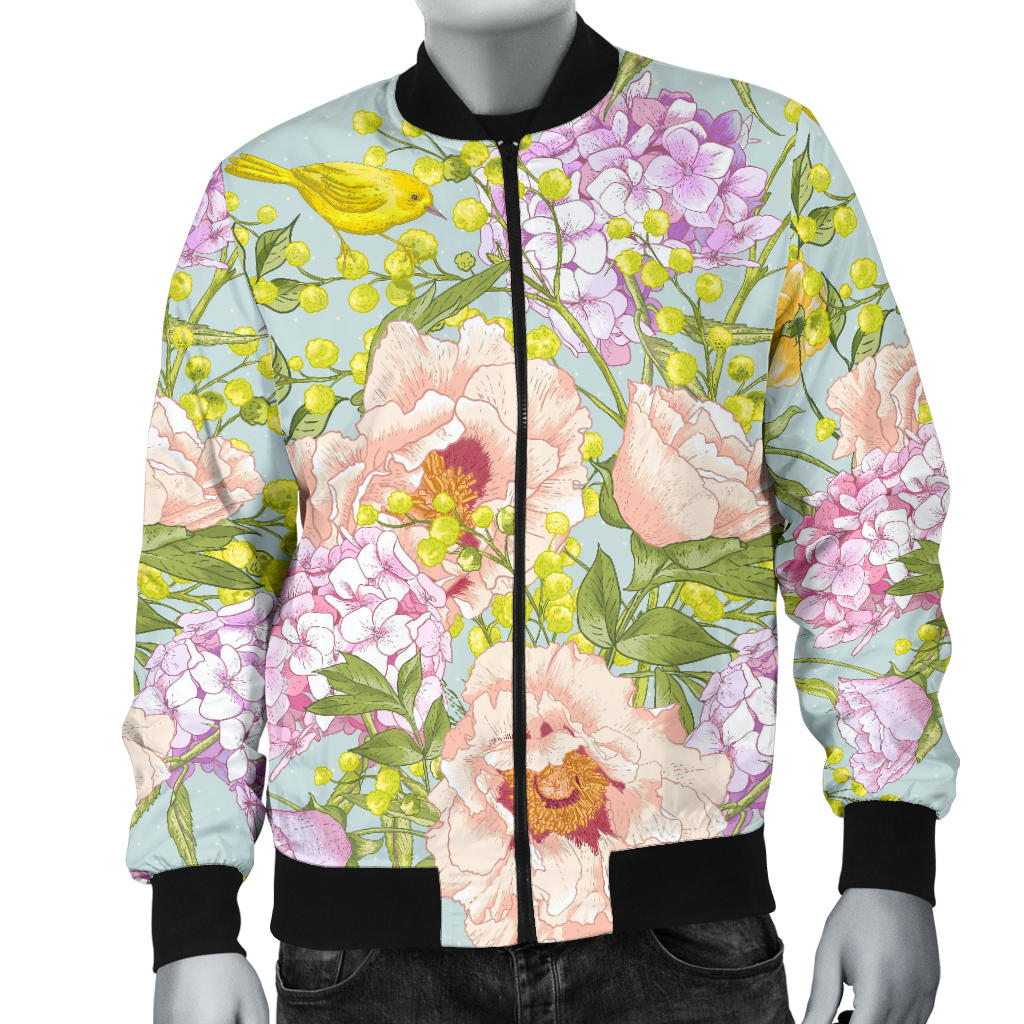 Hydrangea Pattern Print Design HD02 Men Bomber Jacket