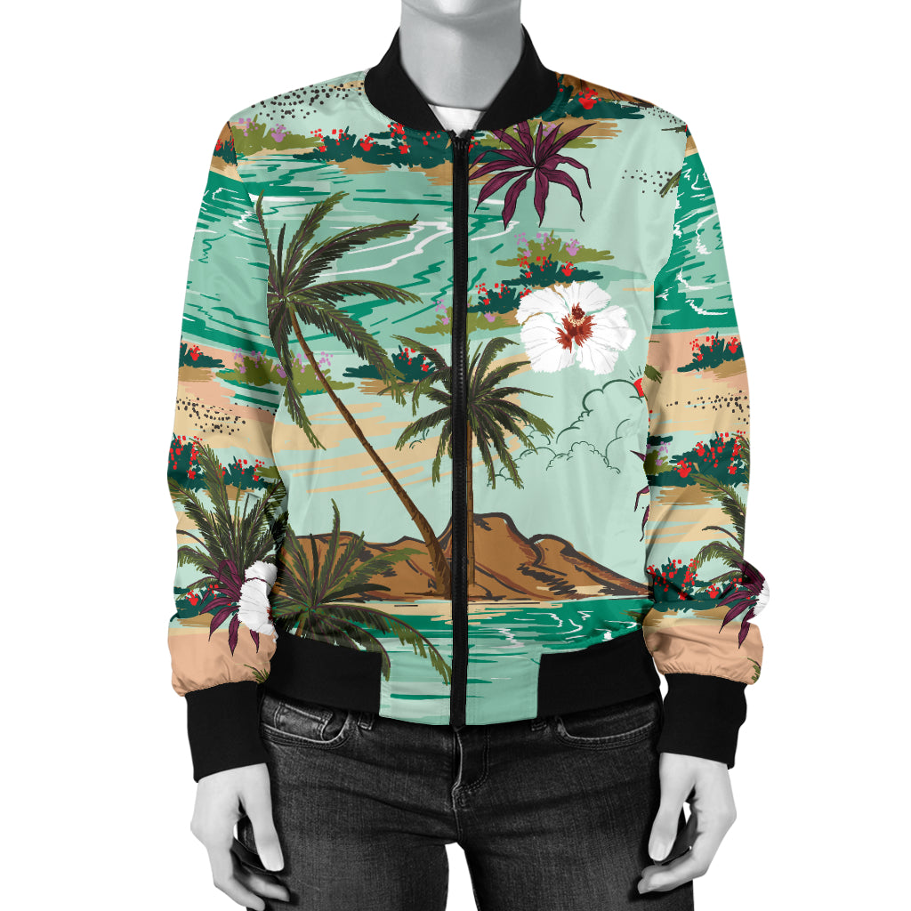 Pacific island Pattern Print Design A03 Women's Bomber Jacket