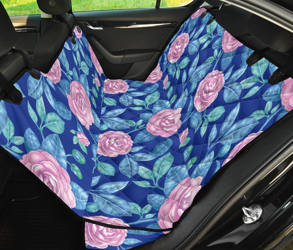 Camellia Pattern Print Design CM05 Rear Dog  Seat Cover