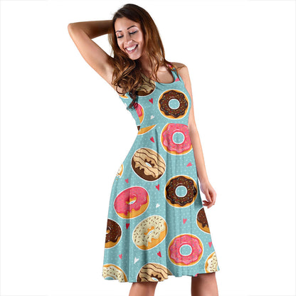 Donut Pattern Print Design DN04 Midi Dress