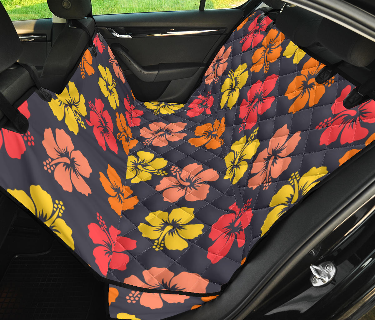 Hibiscus Pattern Print Design HB024 Rear Dog  Seat Cover
