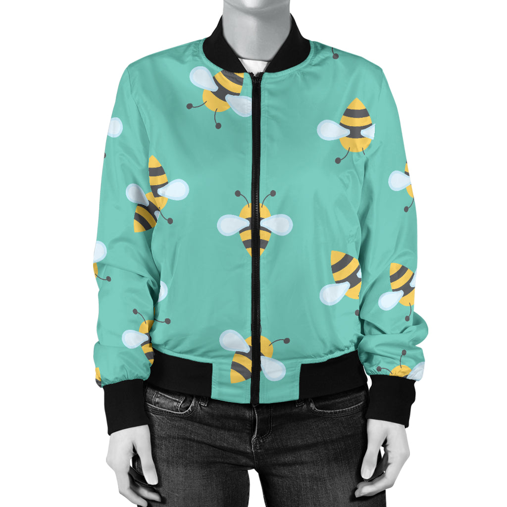 Bee Pattern Print Design 01 Women's Bomber Jacket