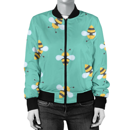 Bee Pattern Print Design 01 Women's Bomber Jacket