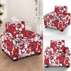 Red Hibiscus Pattern Print Design HB01 Armchair Slipcover