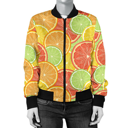 Grapefruit Pattern Print Design GF01 Women Bomber Jacket