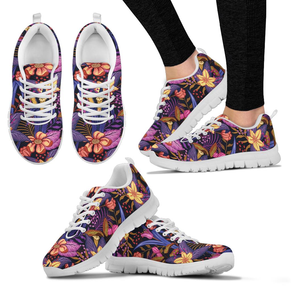 Lily Pattern Print Design LY016 Sneakers White Bottom Shoes