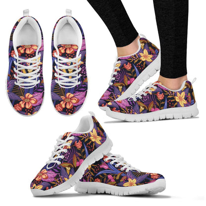 Lily Pattern Print Design LY016 Sneakers White Bottom Shoes