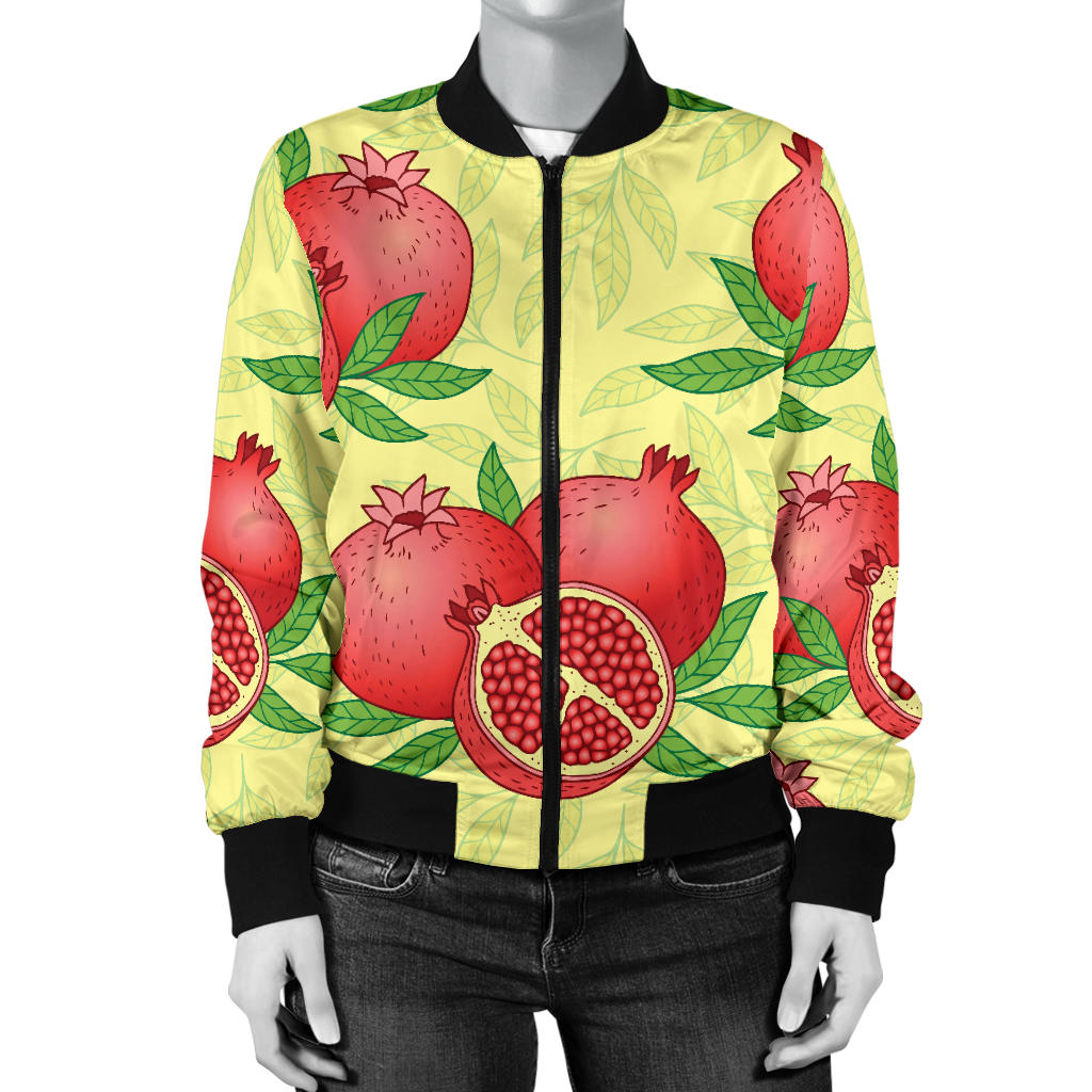 Pomegranate Pattern Print Design PG07 Women Bomber Jacket