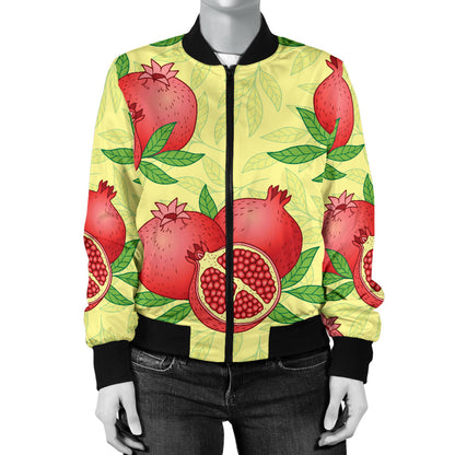 Pomegranate Pattern Print Design PG07 Women Bomber Jacket