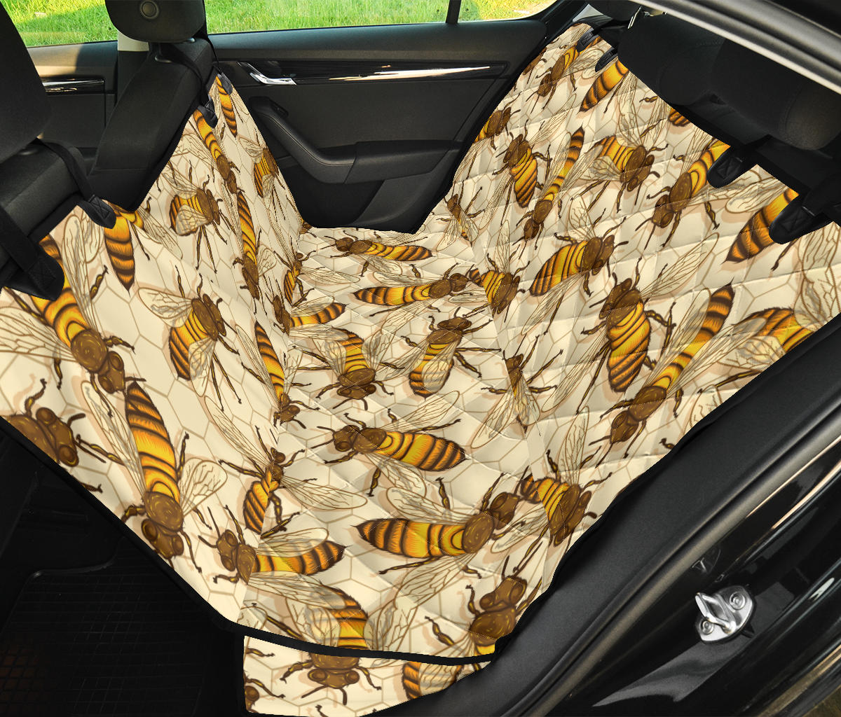 Bee Pattern Print Design BEE05 Rear Dog  Seat Cover