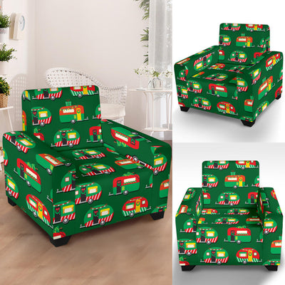 Camper Camping Christmas Themed Print Armchair Slipcover