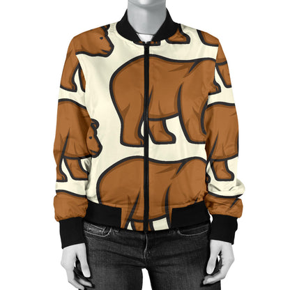 Bear Pattern Print Design BE05 Women Bomber Jacket