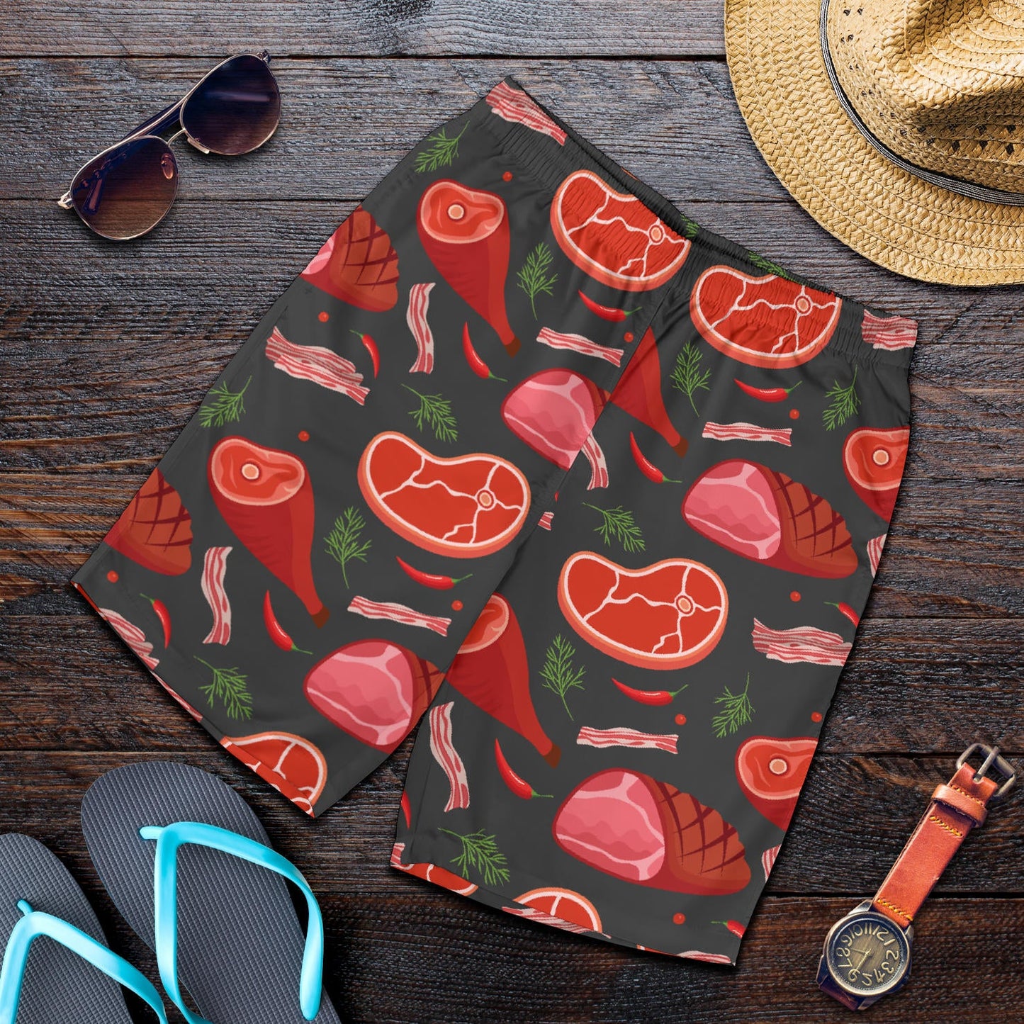 Meat Pattern Print Design 03 Mens Shorts