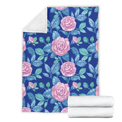 Camellia Pattern Print Design CM05 Fleece Blanket