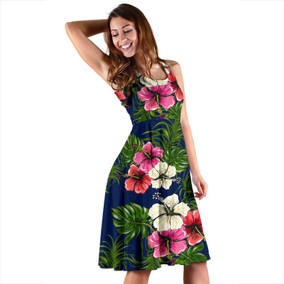 Hibiscus Pattern Print Design HB028 Midi Dress
