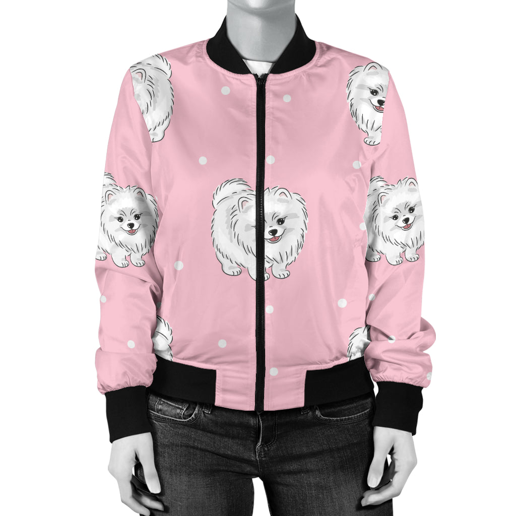 Pomeranians Pattern Print Design A02 Women's Bomber Jacket