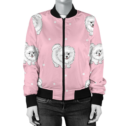 Pomeranians Pattern Print Design A02 Women's Bomber Jacket