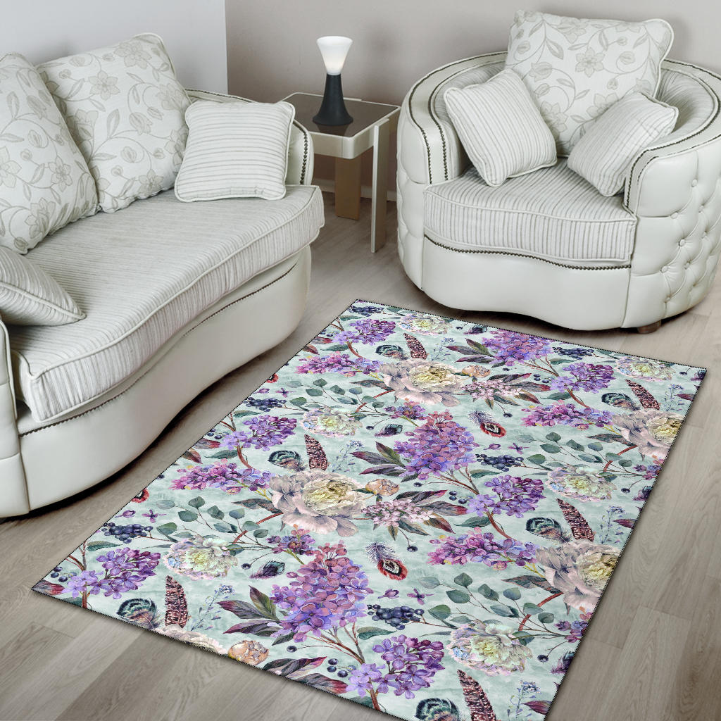 Lilac Pattern Print Design LI06 Area Rugs