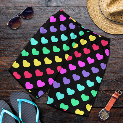 Heart Rainbow Pattern Print Design HE02 Mens Shorts
