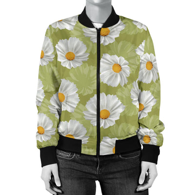 Daisy Pattern Print Design DS06 Women Bomber Jacket