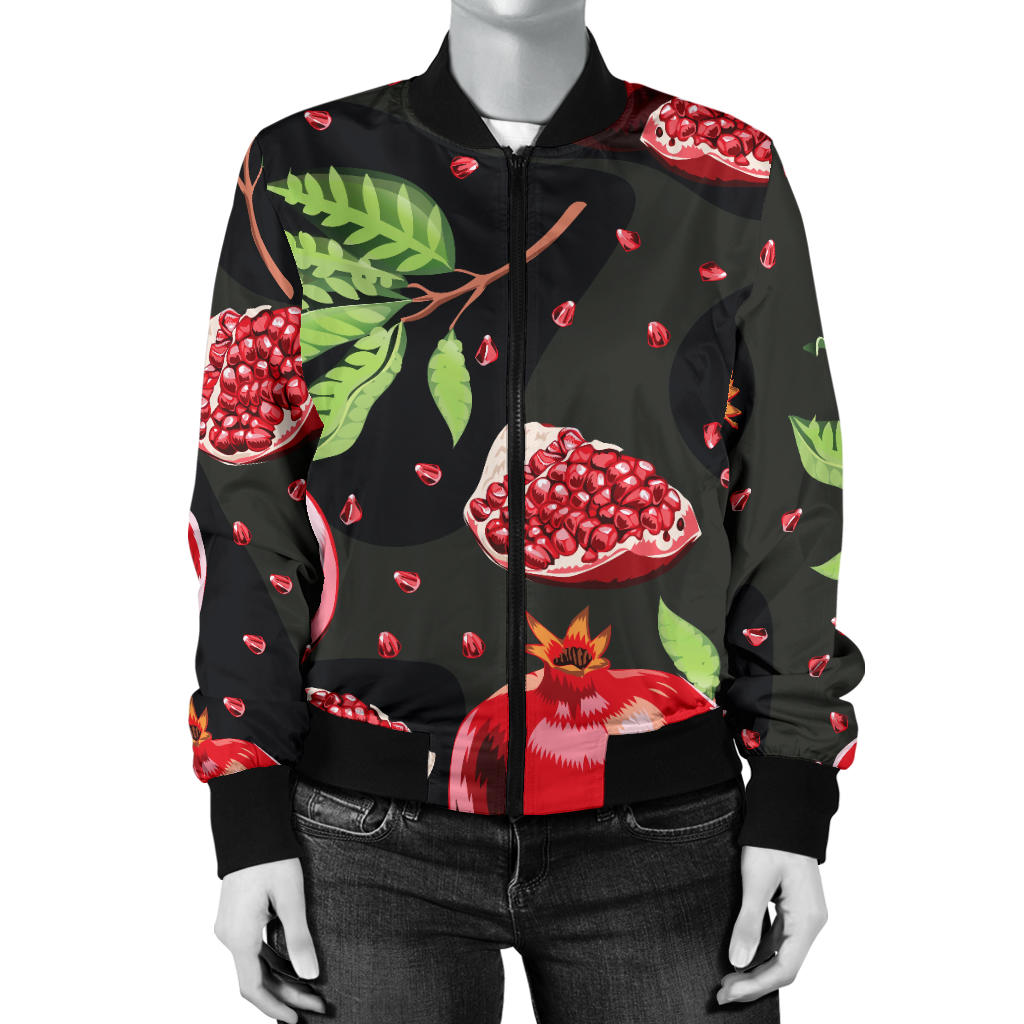 Pomegranate Pattern Print Design PG06 Women Bomber Jacket