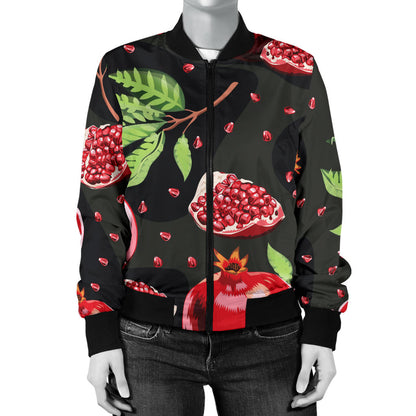 Pomegranate Pattern Print Design PG06 Women Bomber Jacket