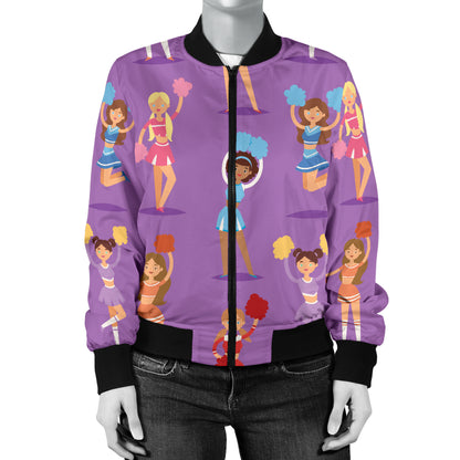 Cheerleader Pattern Print Design 02 Women's Bomber Jacket