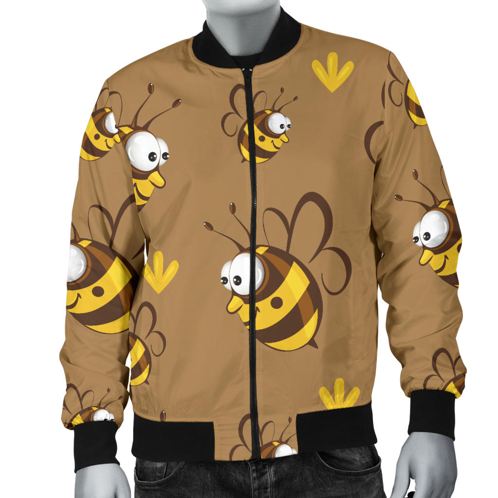 Bee Pattern Print Design BEE09 Men Bomber Jacket
