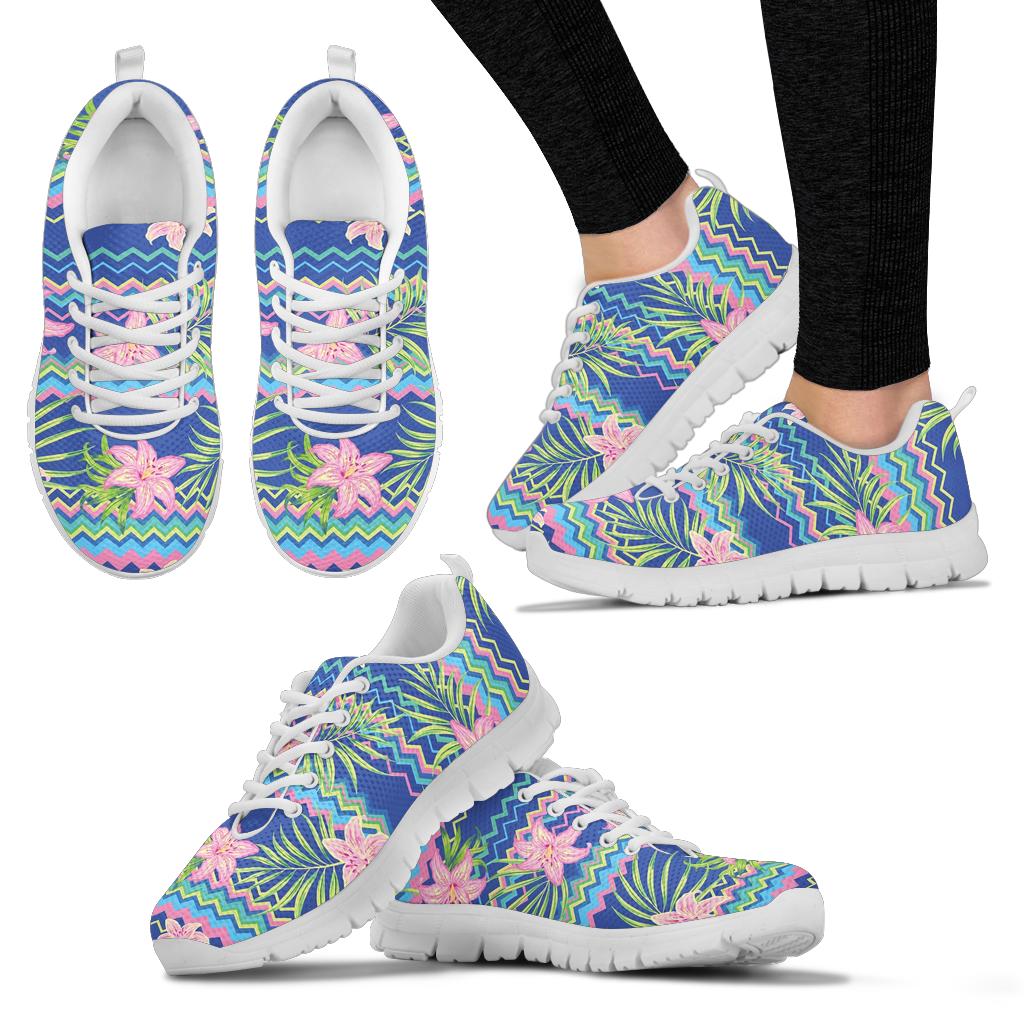 Lily Pattern Print Design LY015 Sneakers White Bottom Shoes